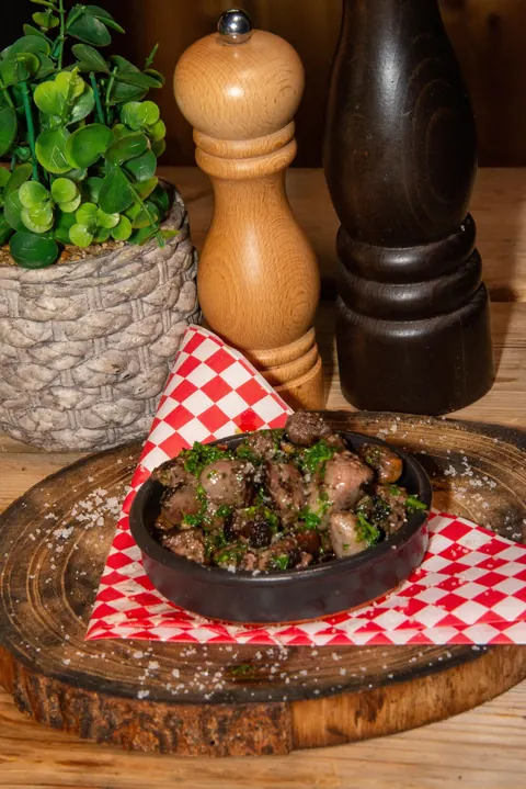 Duck hearts in persillade