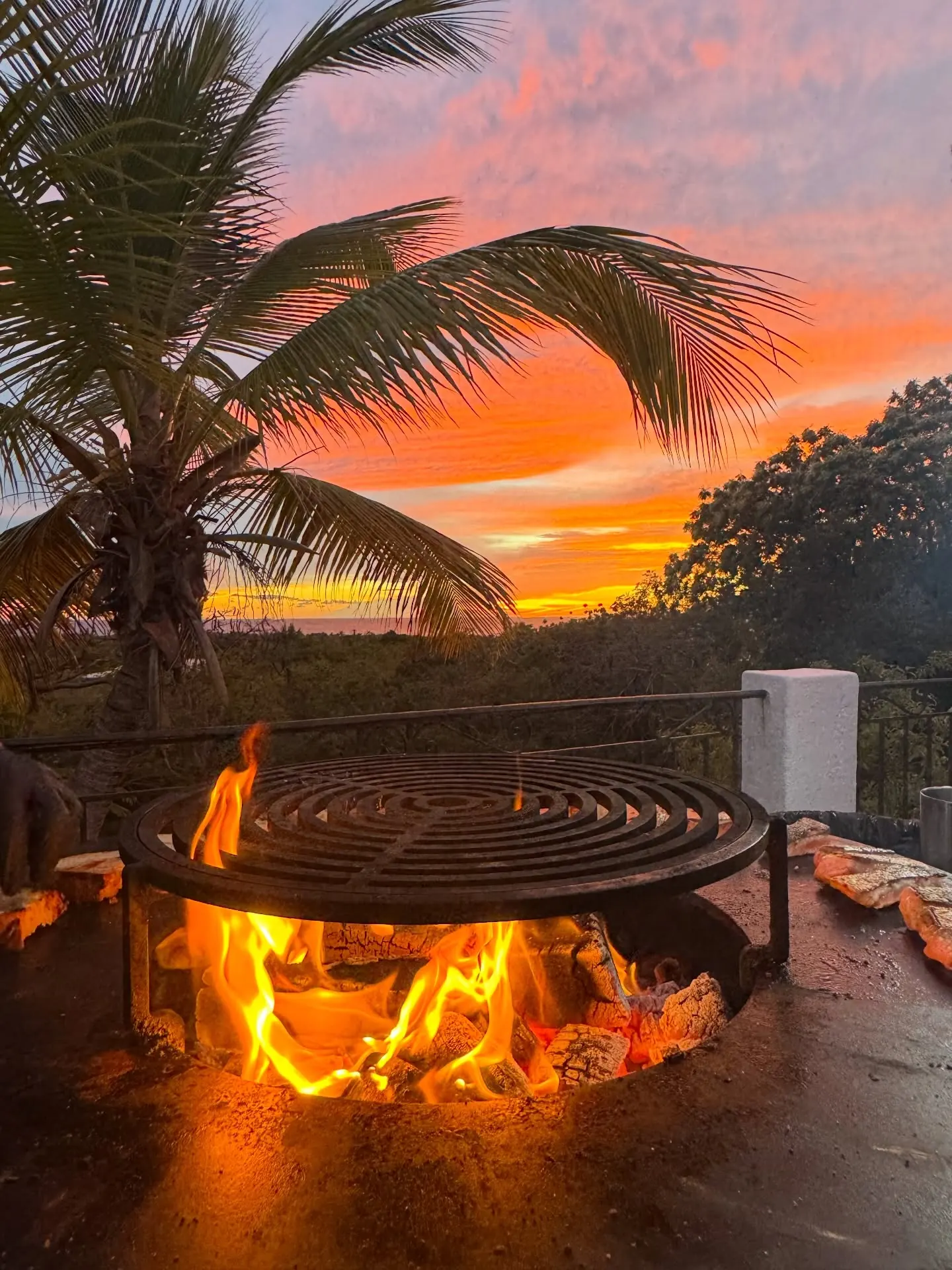 The fire pit at sunset